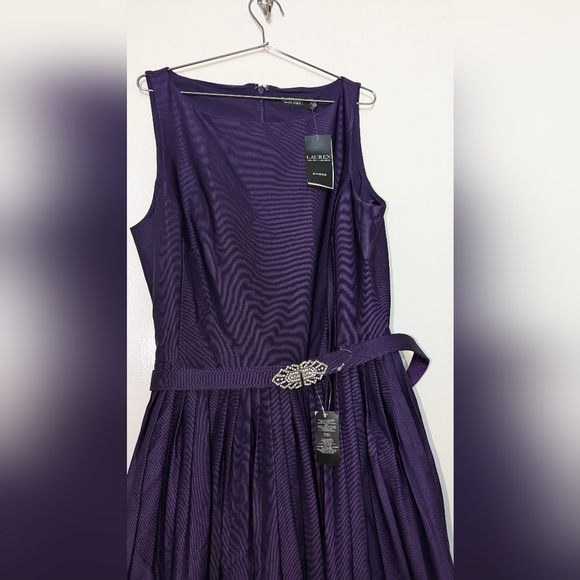 Ralph Lauren Gown Elegant Purple Gown with Embellished Waist - Picture 3 of 6